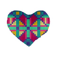 Checkerboard Squares Abstract Standard 16  Premium Heart Shape Cushions