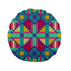 Checkerboard Squares Abstract Standard 15  Premium Flano Round Cushions