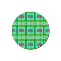 Checkerboard Squares Abstract Rubber Coaster (round)  by Pakrebo