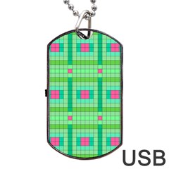 Checkerboard Squares Abstract Dog Tag Usb Flash (two Sides) by Pakrebo