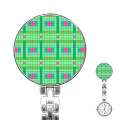 Checkerboard Squares Abstract Stainless Steel Nurses Watch by Pakrebo