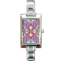 Checkerboard Squares Abstract Rectangle Italian Charm Watch by Pakrebo