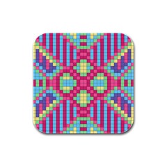 Checkerboard Squares Abstract Rubber Square Coaster (4 Pack)  by Pakrebo