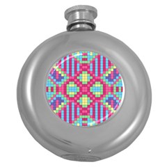 Checkerboard Squares Abstract Round Hip Flask (5 Oz) by Pakrebo