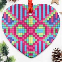 Checkerboard Squares Abstract Heart Ornament (two Sides) by Pakrebo