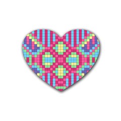 Checkerboard Squares Abstract Heart Coaster (4 Pack)  by Pakrebo