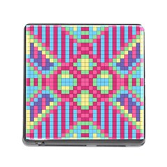 Checkerboard Squares Abstract Memory Card Reader (square 5 Slot) by Pakrebo