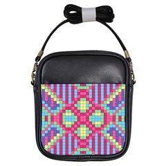 Checkerboard Squares Abstract Girls Sling Bag by Pakrebo