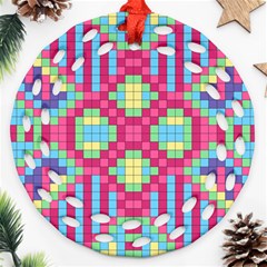 Checkerboard Squares Abstract Ornament (round Filigree) by Pakrebo