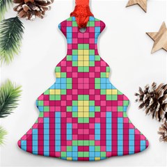 Checkerboard Squares Abstract Christmas Tree Ornament (two Sides) by Pakrebo