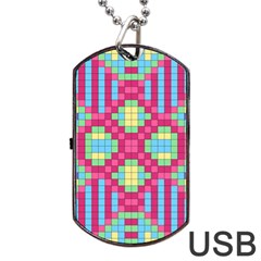 Checkerboard Squares Abstract Dog Tag Usb Flash (one Side) by Pakrebo