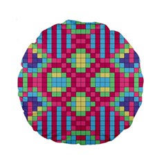 Checkerboard Squares Abstract Standard 15  Premium Round Cushions by Pakrebo