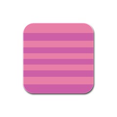 Pink Stripes Striped Design Pattern Rubber Square Coaster (4 Pack)  by Pakrebo