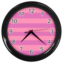 Pink Stripes Striped Design Pattern Wall Clock (black) by Pakrebo