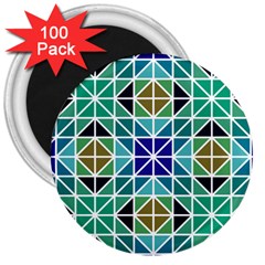 Mosaic Triangle Symmetry 3  Magnets (100 Pack) by Pakrebo