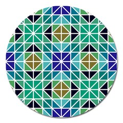 Mosaic Triangle Symmetry Magnet 5  (round) by Pakrebo