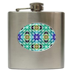 Mosaic Triangle Symmetry Hip Flask (6 Oz) by Pakrebo