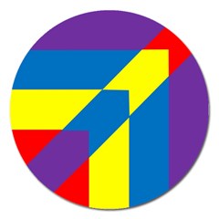 Colorful Red Yellow Blue Purple Magnet 5  (round) by Pakrebo