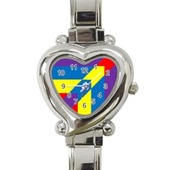 Colorful Red Yellow Blue Purple Heart Italian Charm Watch by Pakrebo