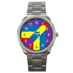 Colorful Red Yellow Blue Purple Sport Metal Watch by Pakrebo