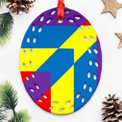 Colorful Red Yellow Blue Purple Ornament (oval Filigree) by Pakrebo