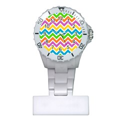 Chevron Pattern Design Texture Plastic Nurses Watch by Pakrebo