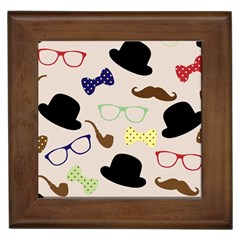 Moustache Hat Bowler Bowler Hat Framed Tiles by Pakrebo