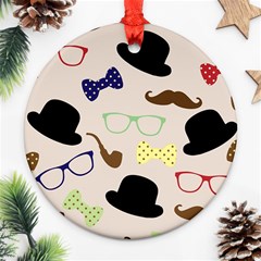 Moustache Hat Bowler Bowler Hat Ornament (round) by Pakrebo