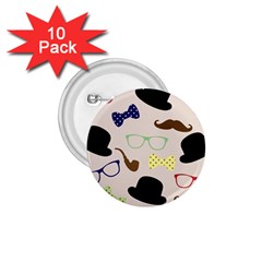 Moustache Hat Bowler Bowler Hat 1 75  Buttons (10 Pack)