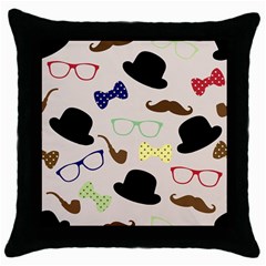 Moustache Hat Bowler Bowler Hat Throw Pillow Case (black) by Pakrebo