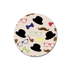 Moustache Hat Bowler Bowler Hat Magnet 3  (round)