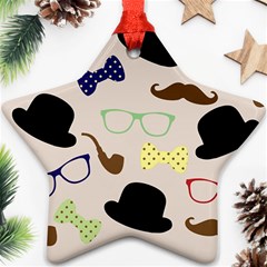 Moustache Hat Bowler Bowler Hat Star Ornament (two Sides) by Pakrebo