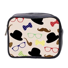 Moustache Hat Bowler Bowler Hat Mini Toiletries Bag (two Sides) by Pakrebo