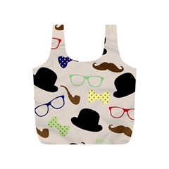 Moustache Hat Bowler Bowler Hat Full Print Recycle Bag (s) by Pakrebo