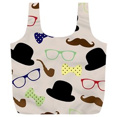 Moustache Hat Bowler Bowler Hat Full Print Recycle Bag (xl) by Pakrebo