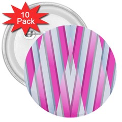 Geometric 3d Design Pattern Pink 3  Buttons (10 Pack)  by Pakrebo