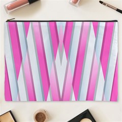 Geometric 3d Design Pattern Pink Cosmetic Bag (xxxl) by Pakrebo