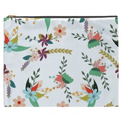 Floral Backdrop Pattern Flower Cosmetic Bag (xxxl) by Pakrebo