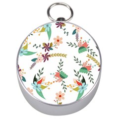 Floral Backdrop Pattern Flower Silver Compasses by Pakrebo