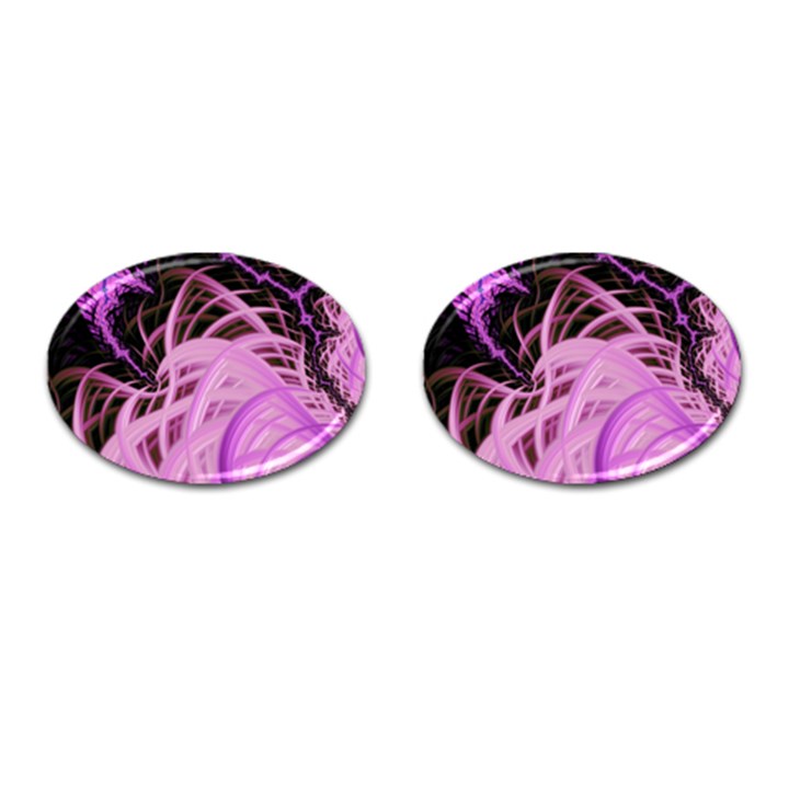 Purple Fractal Artwork Feather Cufflinks (Oval)