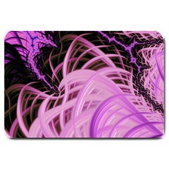 Purple Fractal Artwork Feather Large Doormat  by Pakrebo