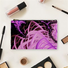 Purple Fractal Artwork Feather Cosmetic Bag (medium) by Pakrebo