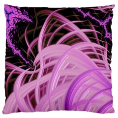 Purple Fractal Artwork Feather Large Cushion Case (two Sides) by Pakrebo