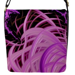 Purple Fractal Artwork Feather Flap Closure Messenger Bag (s) by Pakrebo