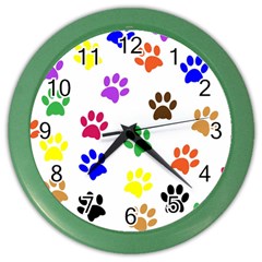 Pawprints Paw Prints Paw Animal Color Wall Clock by Pakrebo