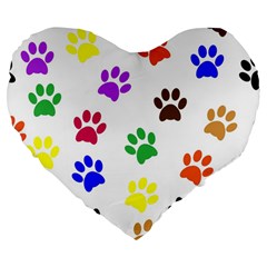 Pawprints Paw Prints Paw Animal Large 19  Premium Flano Heart Shape Cushions by Pakrebo