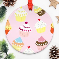 Cupcakes Wallpaper Paper Background Ornament (round) by Pakrebo