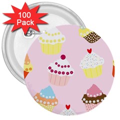 Cupcakes Wallpaper Paper Background 3  Buttons (100 Pack)  by Pakrebo