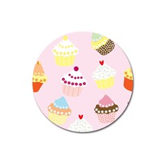 Cupcakes Wallpaper Paper Background Magnet 3  (round) by Pakrebo