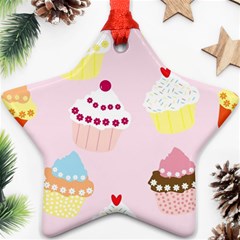 Cupcakes Wallpaper Paper Background Star Ornament (two Sides) by Pakrebo